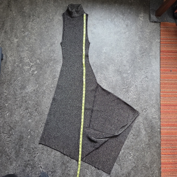 A.L.C. Metallic NWOT Asymmetric Black & Warm Gold Parker Rib Knit Dress M - Picture 15 of 16